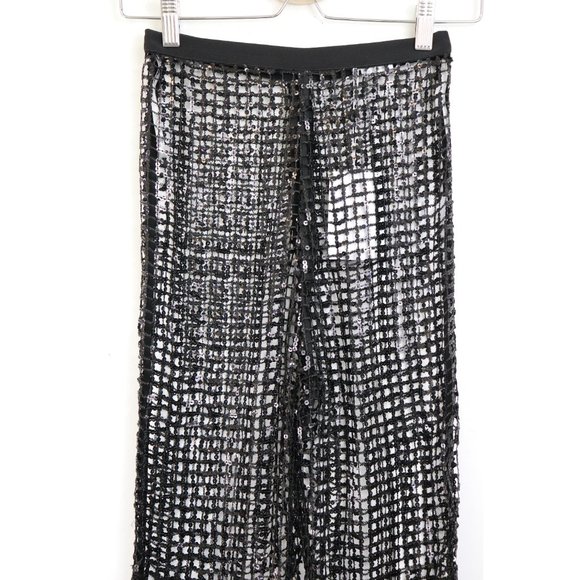 NWT Lovers + Friends Bliss Sequin High Rise Wide Leg Paillette Pant XX Small XXS - Picture 6 of 8